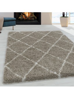 Woonkamer tapijt ontwerp hoogpolig tapijt patroon diamant pool zachte kleur beige