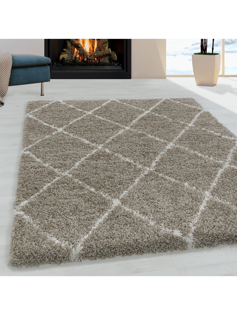 Living room carpet design high pile carpet pattern diamond pile soft color beige