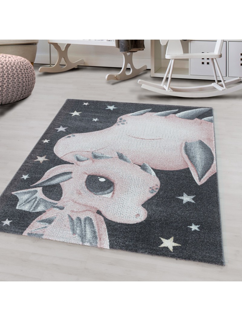 Tappeto per bambini a pelo corto design drago baby dinosauro tappeto per camera dei bambini rosa
