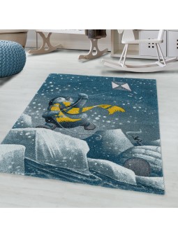 Short pile children's carpet design blue penguin igloo children's room carpet soft