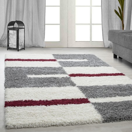 High pile long pile living room shaggy carpet pile height 3cm grey-white-red