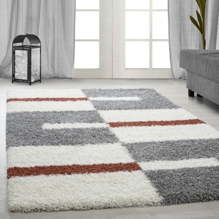 High pile long pile living room shaggy carpet pile height 3cm grey-white-terracotta