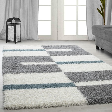 High pile long pile living room shaggy carpet pile height 3cm grey-white-turquoise