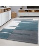 Designer rug modern checkered lines pattern contour cut gray white blue