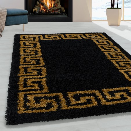 Woonkamer tapijt ontwerp hoogpolig tapijt patroon antiek grens kleur goud