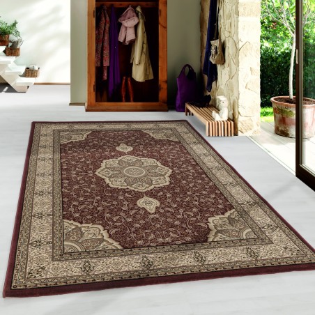 Soggiorno tappeto a pelo corto design tappeto orientale ornamenti classici bordo rosso