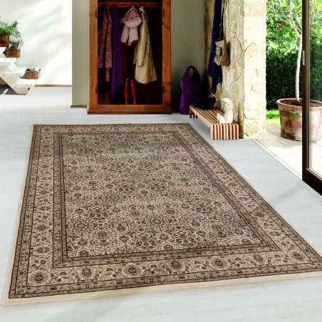 Woonkamer laagpolig tapijt design oosters tapijt klassiek antiek ornamenten beige