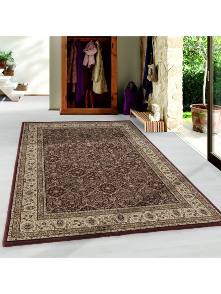 Soggiorno tappeto a pelo corto design tappeto orientale classico ornamenti antichi rosso