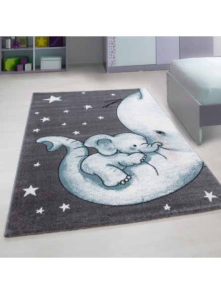 Children's carpet children's room carpet cute baby elephant star grey-white-blue