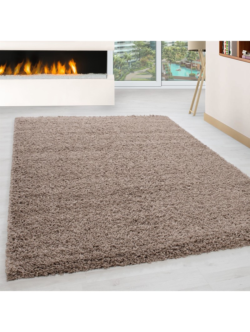 Carpet high pile long pile living room shaggy pile height 3cm unicolor beige