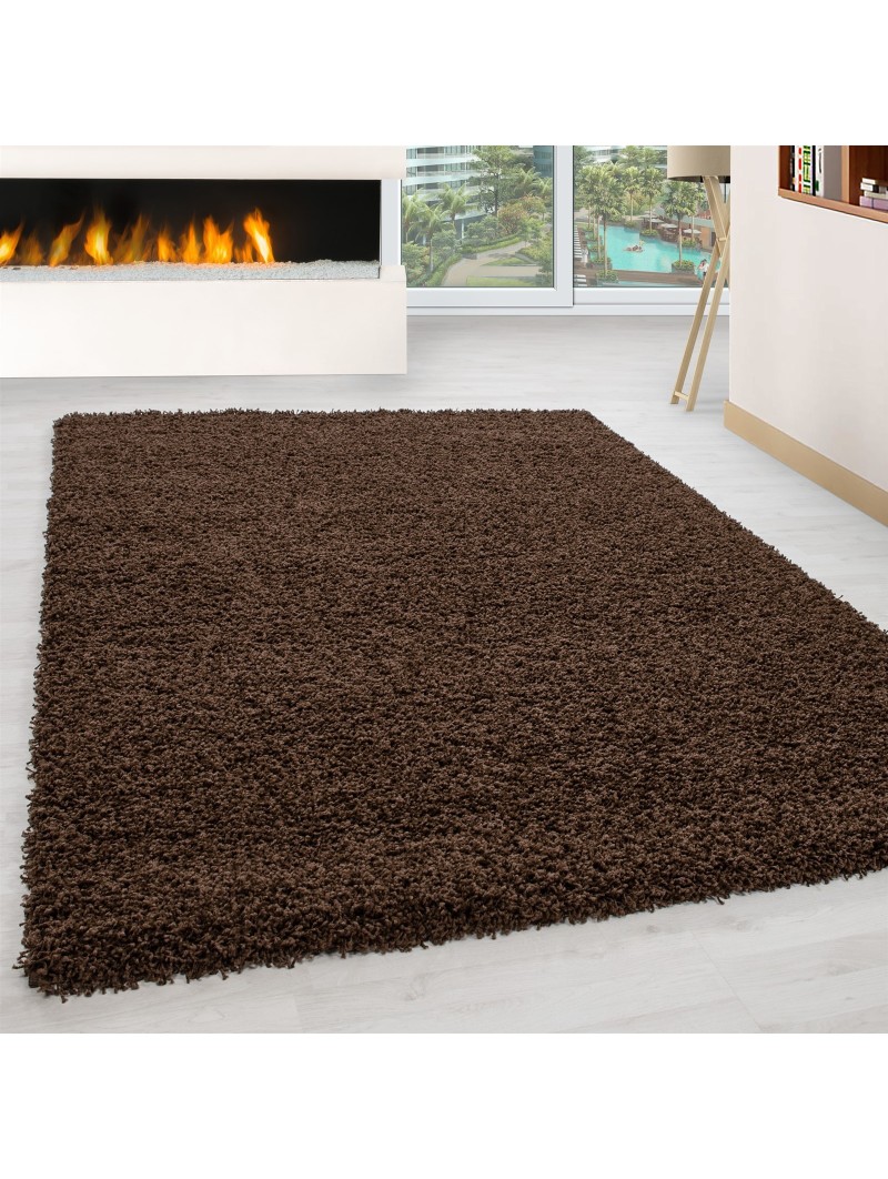 High pile, long pile, living room shaggy carpet, pile height 3 cm, plain brown