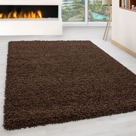 Hoogpolig, hoogpolig, hoogpolig tapijt in de woonkamer, poolhoogte 3 cm, effen bruin