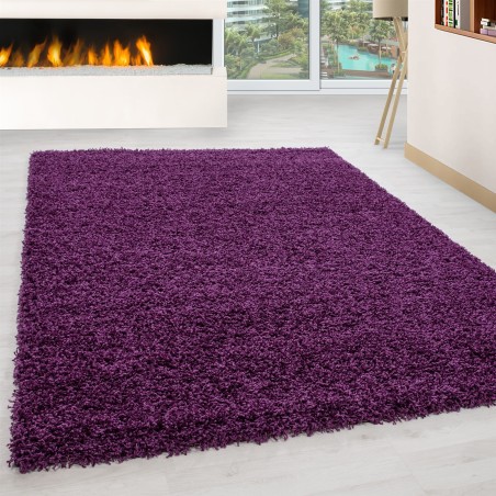 High pile, long pile, living room shaggy carpet, pile height 3 cm, plain purple