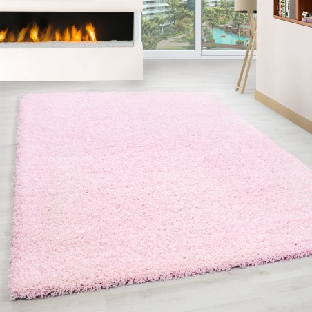 Hoogpolig hoogpolig hoogpolig vloerkleed woonkamer, poolhoogte 3 cm, effen roze