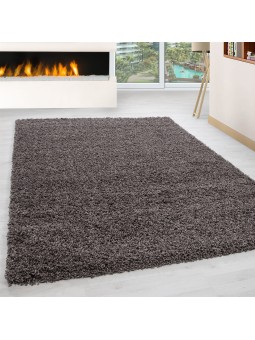 High-pile, long-pile, living room shaggy carpet, pile height 3 cm, uni-colored taupe
