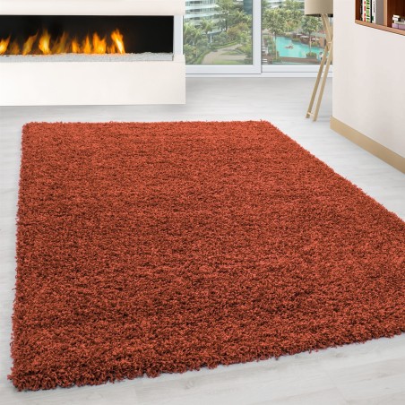 High-pile, long-pile, living room shaggy carpet, pile height 3 cm, plain terra