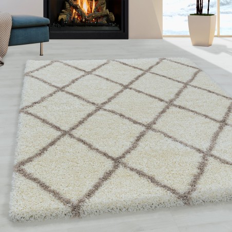 Living room carpet design high pile carpet pattern diamond pile soft color cream
