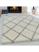 Woonkamer tapijt ontwerp hoogpolig tapijt patroon diamant pool zachte kleur crème