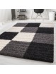 Carpet high pile long pile living room cheap shaggy checked black white gray