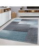Tapijt modern design laagpolig woonkamer geruit blokpatroon grijs blauw wit