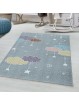 Children's rug, short-pile rug, children's room, colorful clouds, stars, soft grey
