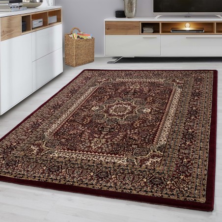 Tappeto orientale classico tappeto orientale tradizionale tessuto rosso nero beige