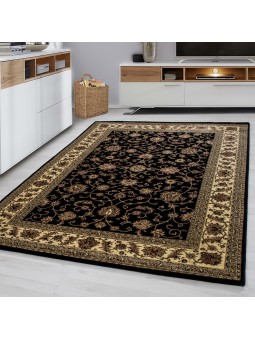 Tappeto orientale classico tappeto orientale tradizionale tessuto nero beige