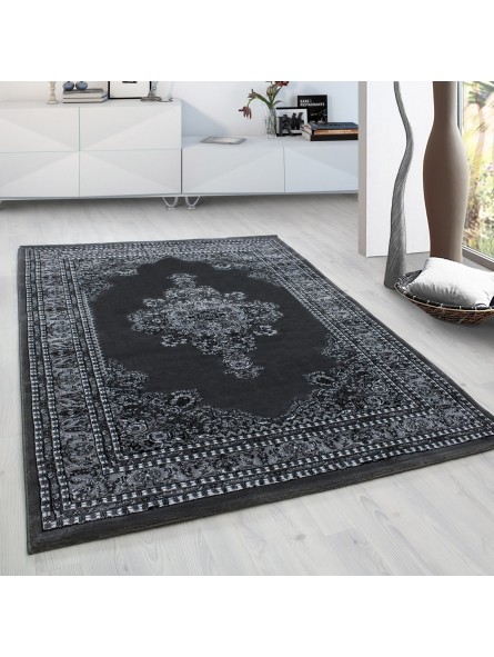 Oosters tapijt klassiek oosters traditioneel geweven tapijt grijs, zwart en wit