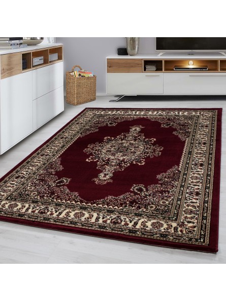 Tappeto orientale classico tappeto orientale tradizionale tessuto nero rosso beige