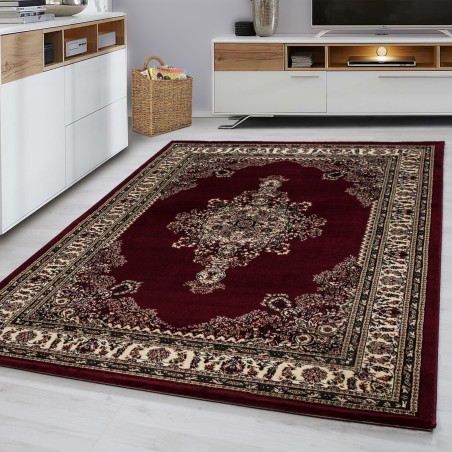 Tappeto orientale classico tappeto orientale tradizionale tessuto nero rosso beige