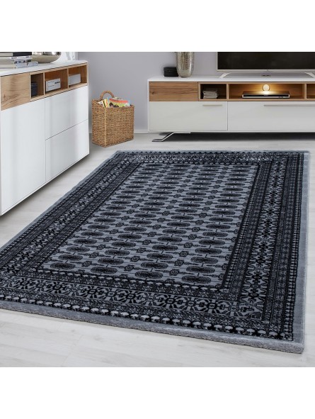 Tappeto orientale classico tappeto tradizionale orientale intrecciato nero grigio