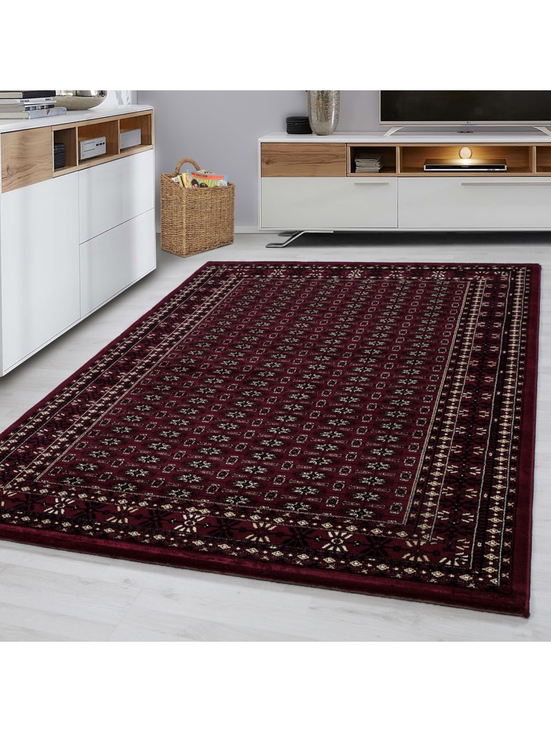 Tappeto orientale classico tappeto orientale tradizionale tessuto nero rosso
