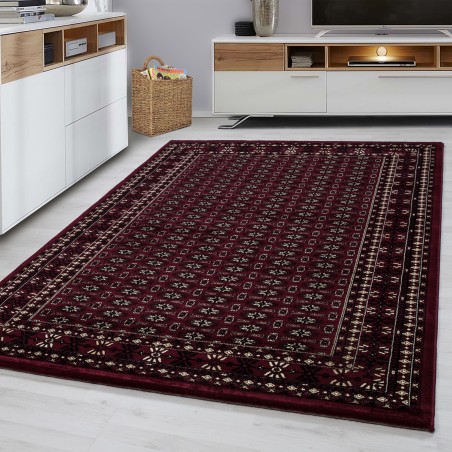 Tappeto orientale classico tappeto orientale tradizionale tessuto nero rosso