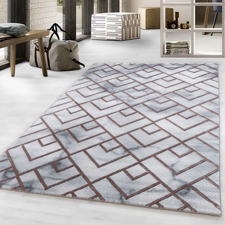 Short-pile carpet, living room carpet, pattern, marbled, lines, diamonds, bronze