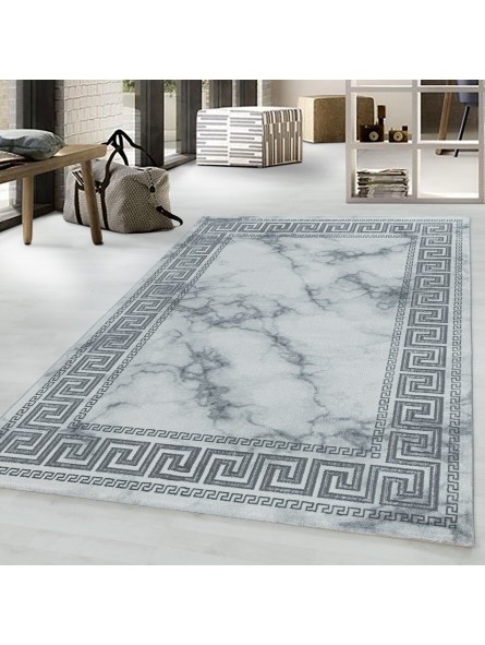 Short pile carpet living room carpet marble design border antique silver