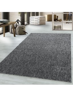 Teppich Kurzflor 4mm Florhöhe meliert glänzend Wohnzimmerteppich Heimbüro Grau