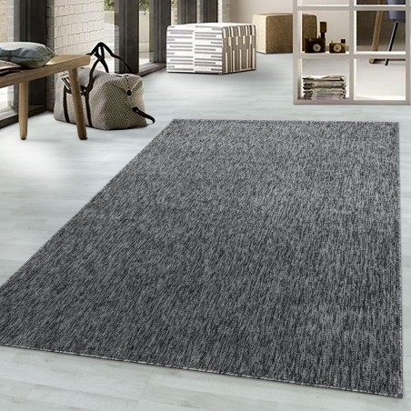 Moquette, pelo corto, altezza pelo 4 mm, screziato, lucido, tappeto da soggiorno, home office, grigio