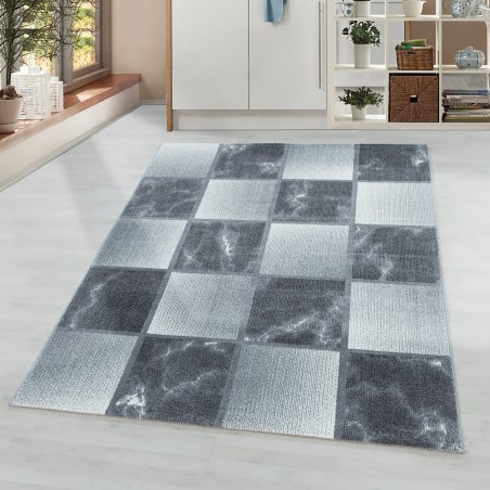 Short pile carpet living room carpet gray light gray square pattern marbled soft