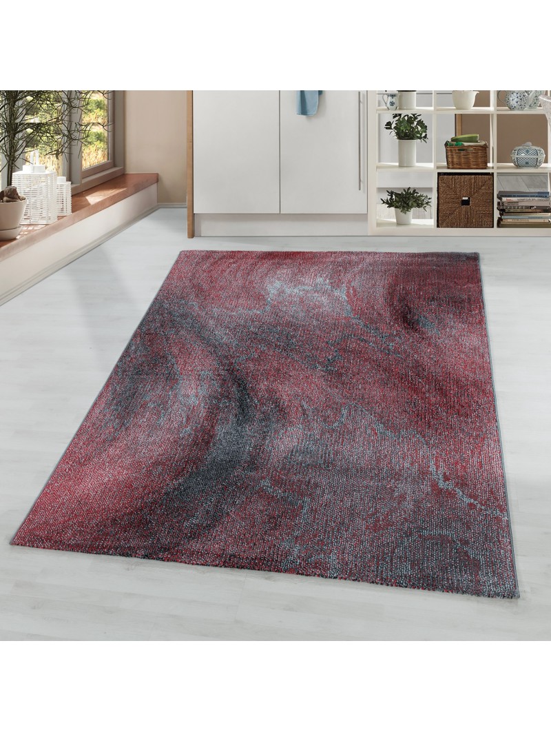Laagpolig tapijt woonkamer tapijt patroon wazig gemarmerd zacht rood