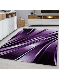 Tapijt Modern Designer Geometrisch Golf Gevlekt Zwart Violet Wit