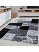 Carpet Modern Designer Living Room Geometric Checkered Pattern Black Gray White