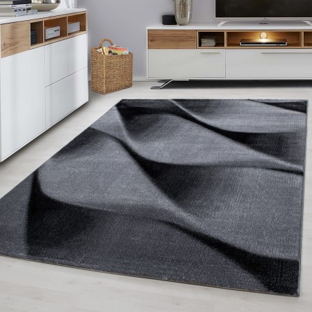 Carpet Modern Designer Living Room Geometric Wave Pattern Gray Black White
