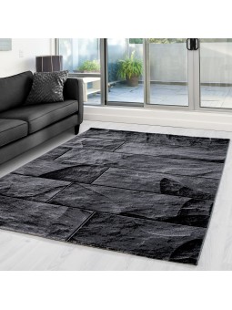 Carpet Modern Design Living Room Stone Effect Wall Pattern Gray Black
