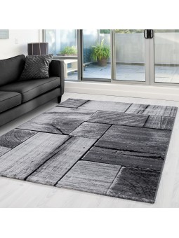 Carpet Modern Designer Living Room Wood Effect Wall Pattern Gray Black