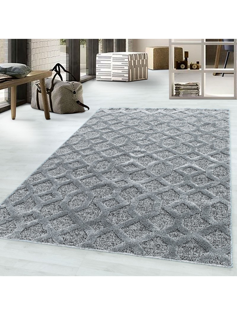 Short pile design carpet MIA Looped Flor 3-D grid pattern abstract