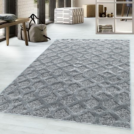 Short pile design carpet MIA Looped Flor 3-D grid pattern abstract