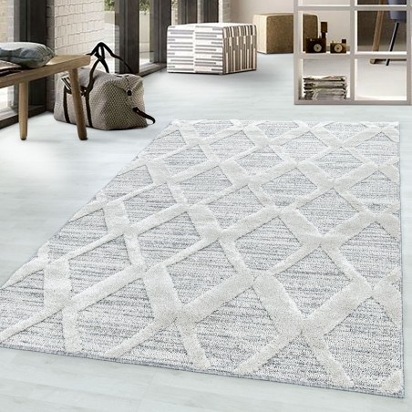 Short pile design carpet MIA Looped Flor 3-D diamond grid pattern abstract