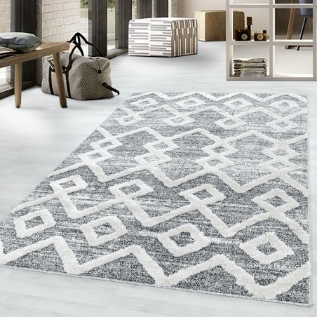 Laagpolig design tapijt MIA Looped Flor Inka ruitpatroon abstract