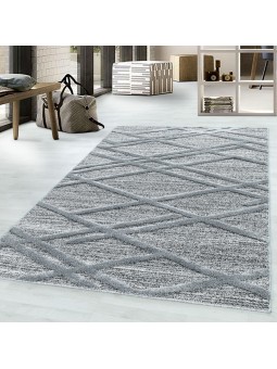 Kurzflor Design Teppich MIA Looped Flor 3-D Linien Gitter Muster