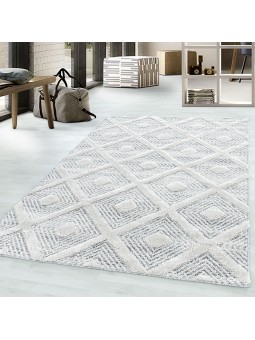 Short pile design carpet MIA Looped Flor 3-D diamond square grid pattern
